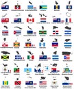 Vector flags and maps of North American countries Royalty Free Stock Photo