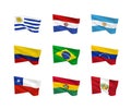 Vector flags South American countries