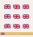 Vector flags of United Kingdom, collection of United Kingdom flags Royalty Free Stock Photo