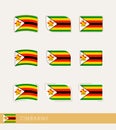 Vector flags of Zimbabwe, collection of Zimbabwe flags