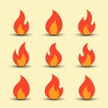 Vector Flame Fire Icon Collection In Flat Design Royalty Free Stock Photo