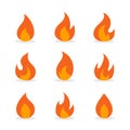 Vector Flame Fire Icon Collection In Flat Design Royalty Free Stock Photo