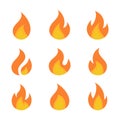 Vector Flame Fire Icon Collection In Flat Design Royalty Free Stock Photo