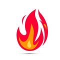 Vector flame icon. Simple illustration of fire in flat style. Danger sign, warning, attention. Vector on white Royalty Free Stock Photo