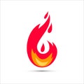 Vector flame icon. Simple illustration of red hot fire. Flat style. Royalty Free Stock Photo