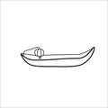 Vector flashlight boat in doodle style.One simple transport.Illustration landscape Royalty Free Stock Photo