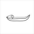 Vector flashlight boat in doodle style.One simple transport.Illustration landscape