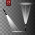 Vector flashlight isolated on transparent background. Light effect