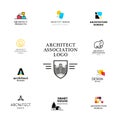 Vector flat architecture company logo collection.