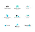 Vector flat architecture company logo collection.