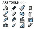 Vector flat art tools icons set Royalty Free Stock Photo