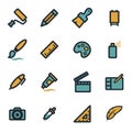 Vector flat art tools icons set Royalty Free Stock Photo