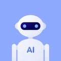 Vector flat artificial intelligence technology character illustration. Cute android with ai text isolated on blue. Concept of