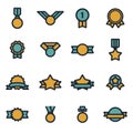 Vector flat award medal icons set