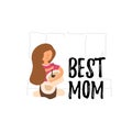 Vector Flat Banner Best Mom woman preparing soup. Royalty Free Stock Photo