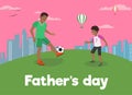 Vector Flat Banner Fathers Day Dad Loves Son.