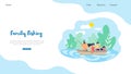 Vector Flat Banner Illustration Family Fishing.