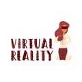 Vector Flat Banner virtual reality girl glasses