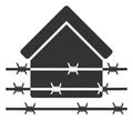 Vector Flat Barbed Wire Home Icon Royalty Free Stock Photo