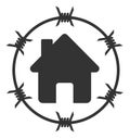 Vector Flat Barbed Wire House Icon Royalty Free Stock Photo