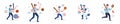 Flat Vector Baseball Player Action Poses Different Set Illustration Royalty Free Stock Photo