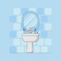 Vector flat bathroom illustration. Plumbing elements for design and web.