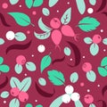 Vector flat berries, seamless creative pattern. Royalty Free Stock Photo