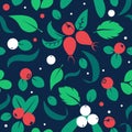 Vector flat berries, seamless creative pattern. Royalty Free Stock Photo