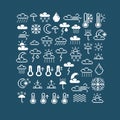 Vector flat 8 bit meteorology icons, collection of simple geometric pixel symbols. Digital web signs created in weather forecast Royalty Free Stock Photo