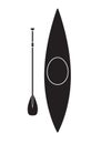 Vector flat black canoe with paddle icon