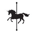 Vector flat black horse carousel silhouette icon