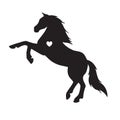 Vector Flat Black Horse Silhouette With Heart
