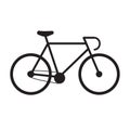Vector flat black icon of race bicycle on white Royalty Free Stock Photo