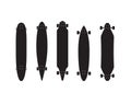 Vector flat black longboard icon set