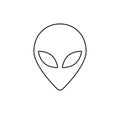Vector flat black outline alien face icon logo