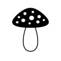 Vector flat black outline fly agaric mushroom icon Royalty Free Stock Photo