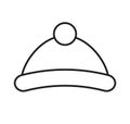 Vector flat black outline winter hat Royalty Free Stock Photo