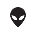Vector flat black silhouette of alien face icon Royalty Free Stock Photo