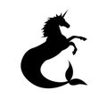 Vector flat black silhouette icon of hippocampus
