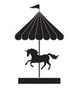 Vector flat black unicorn carousel silhouette icon Royalty Free Stock Photo