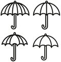 vector flat black and white umbrella set