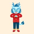 Vector flat blue dragon chinese new year. cute zodiac animals. Year of the dragon.