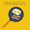 Vector flat breakfast with scrambled eggs and