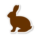 Vector flat brown rabbit sticker icon isolated on a white background