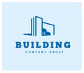 Vector flat building company group emblem design template.