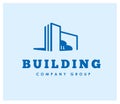 Vector flat building company group emblem design template. Royalty Free Stock Photo