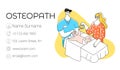 Vector flat business card template for child osteopath.