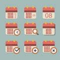 Vector flat calendar icon set