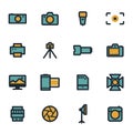 Vector flat camera icons set
