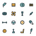 Vector flat car parts icons set Royalty Free Stock Photo